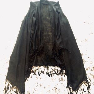 Black Sheer Vest with Tassles